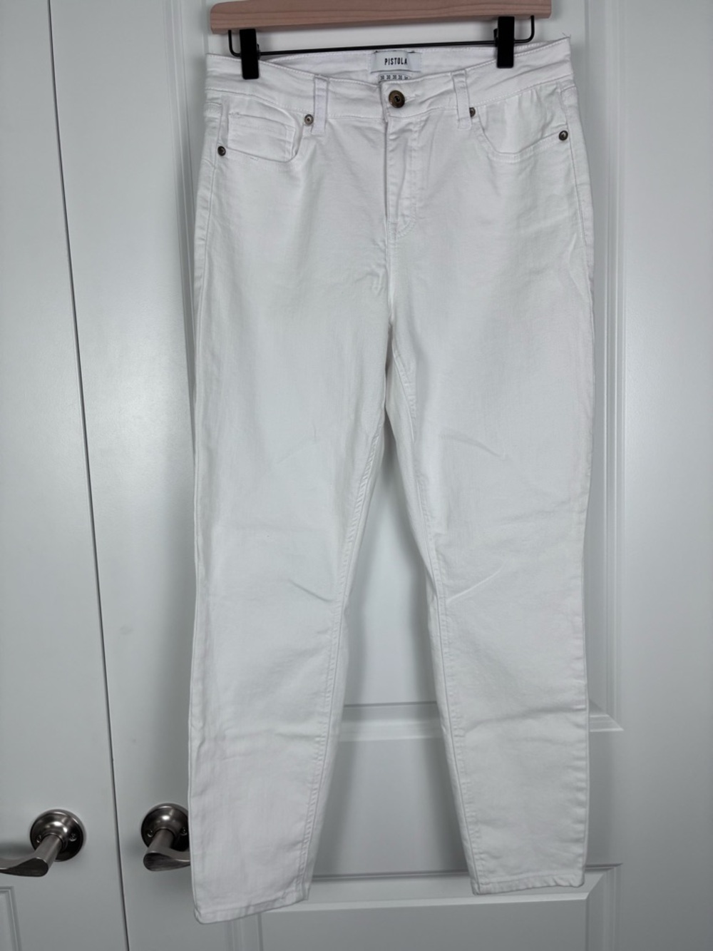 Pistola White Skinny Straight Leg Jeans - Classic Clean Hem Size 30